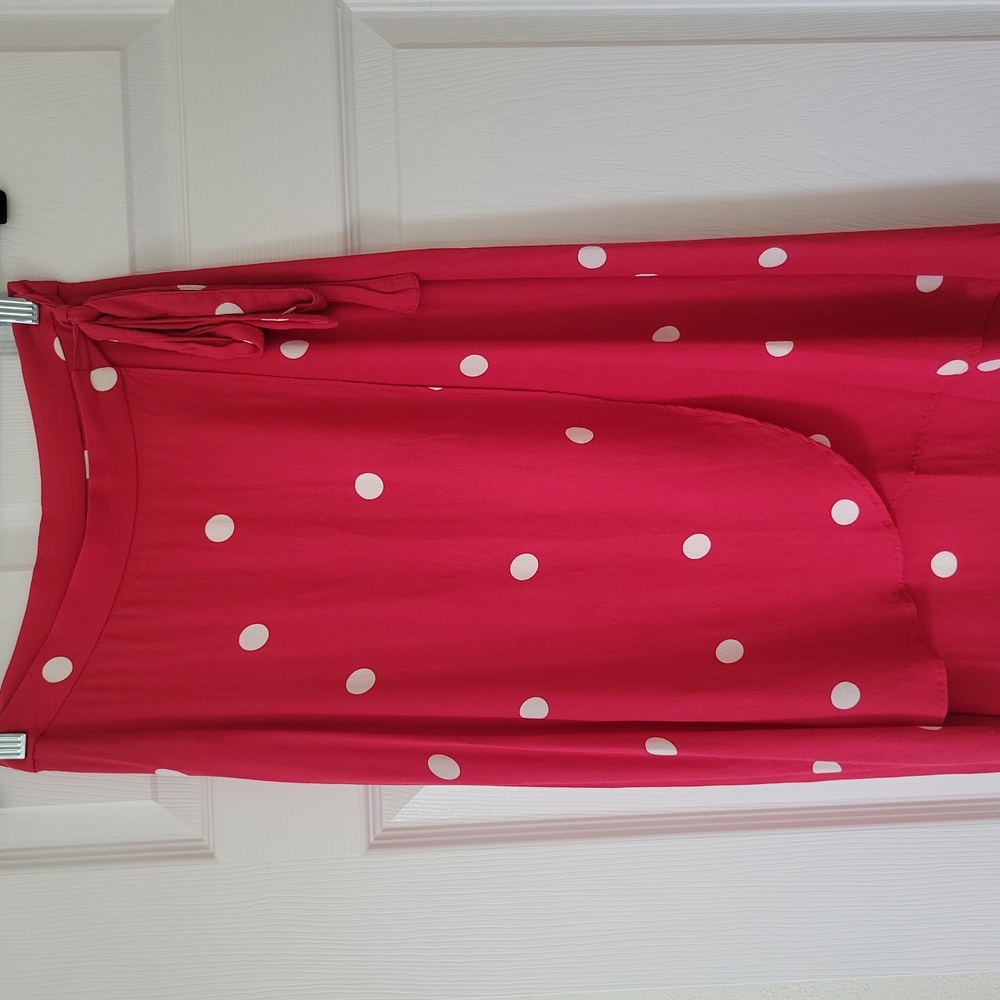 LOFT Red Maxi Wrap Skirt with Tie Front